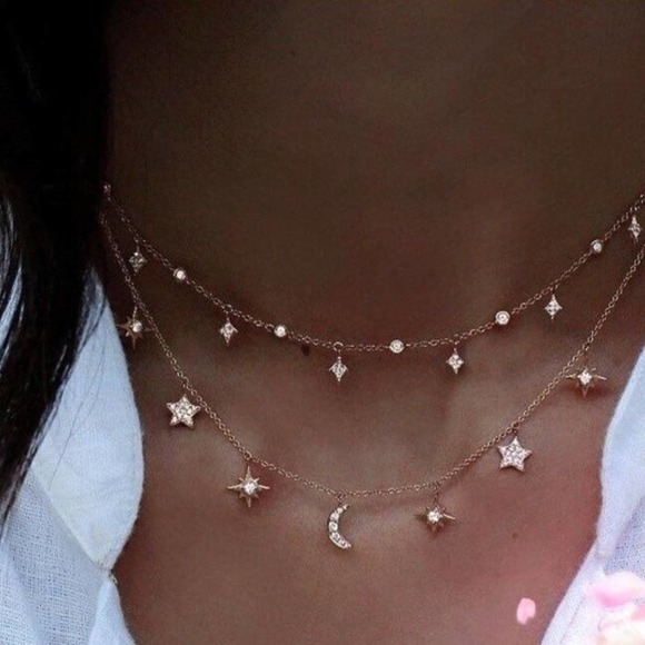 Jewelry - NEW Gold Sun Moon Stars Layered Necklace